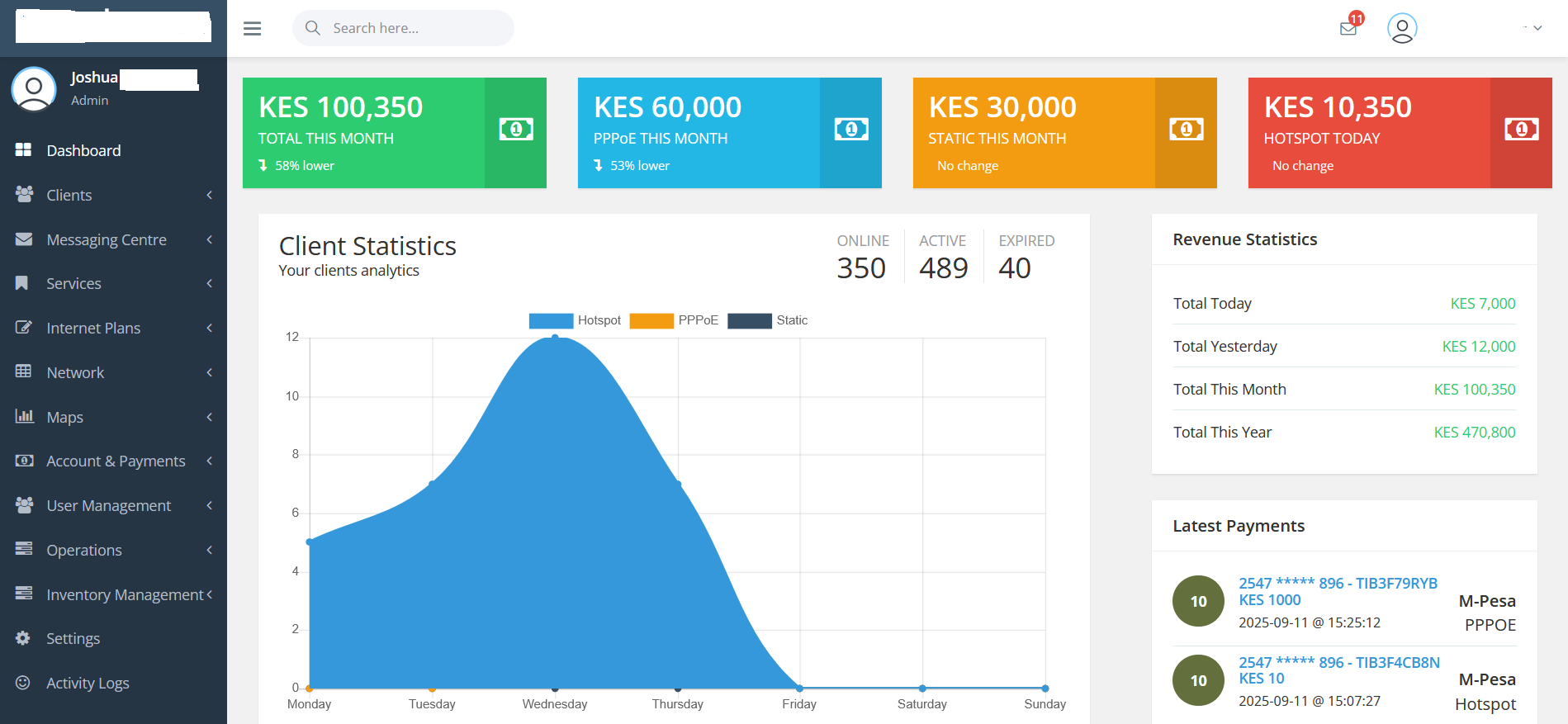 GenWISP ISP Billing Dashboard